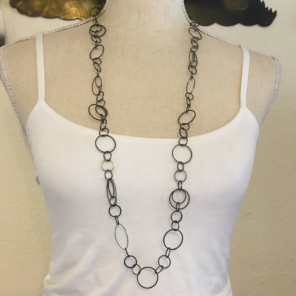 NY&Co dark chrome chain link long necklace